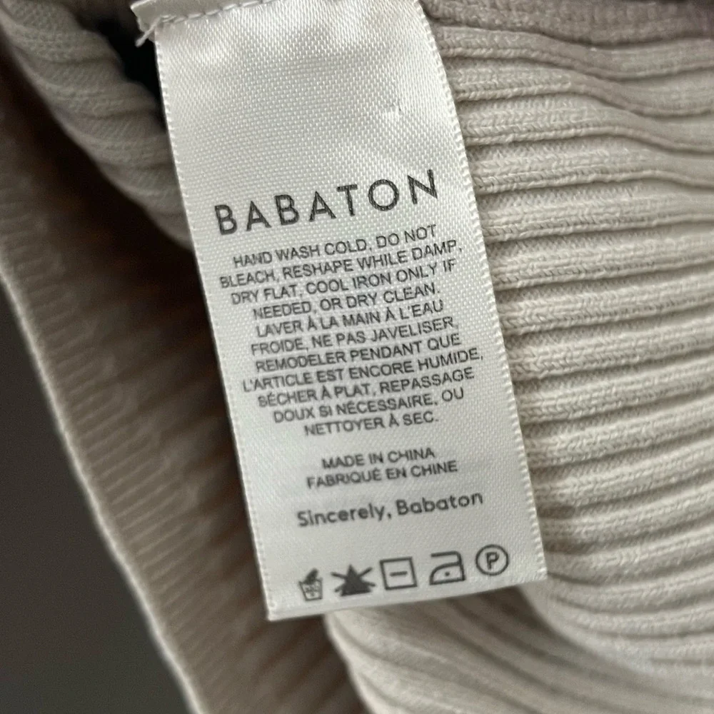 Aritzia Babaton Sculpt Knit Long Sleeve Off White Polo Size Small - Picture 7 of 7